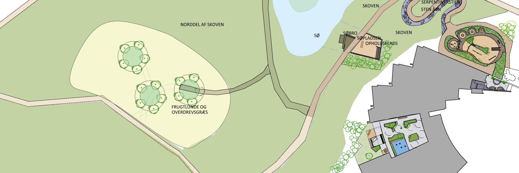 Oversigtsplan for udområdet ved børnehospice Strandbakkehuset 2000